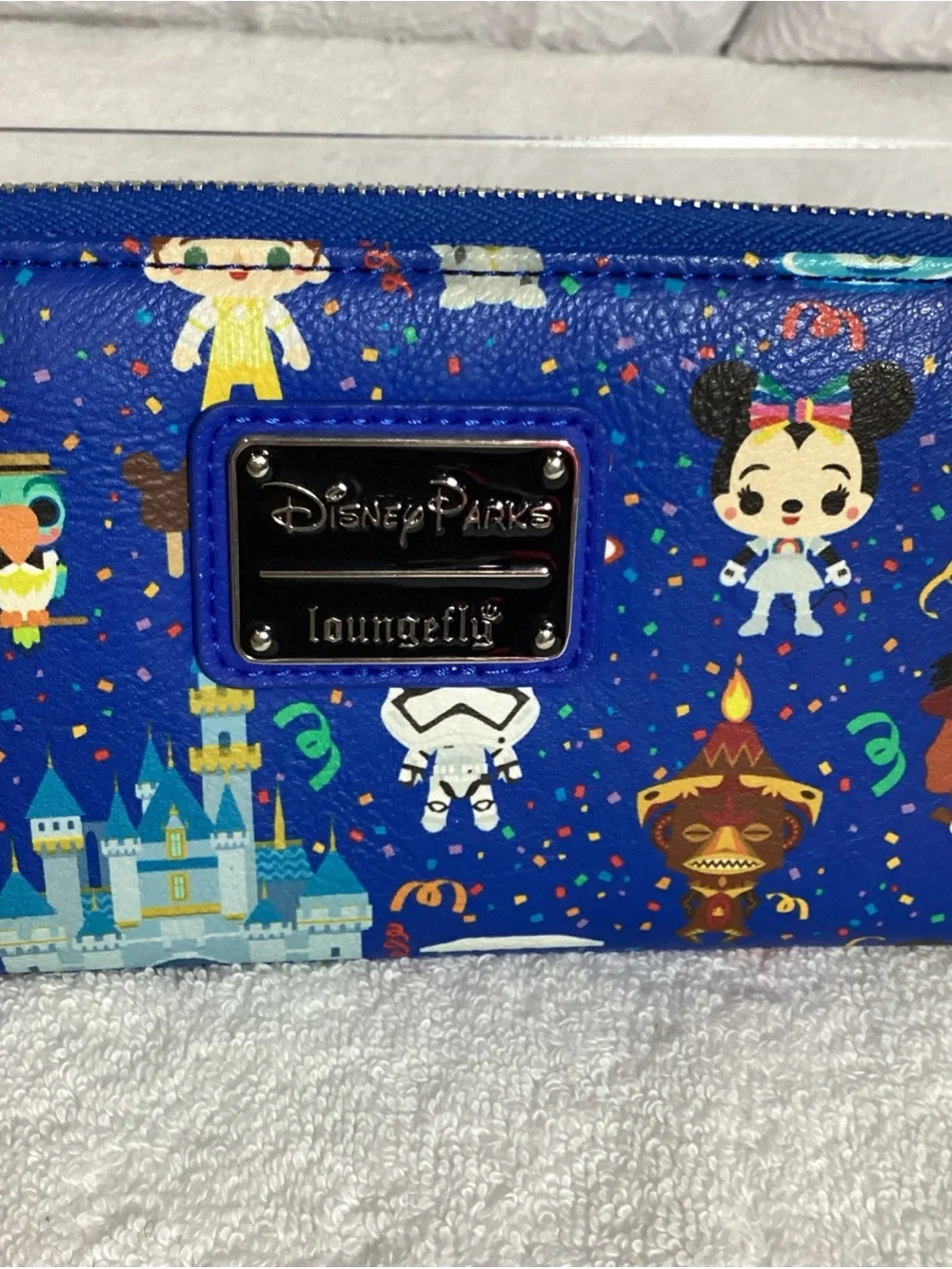 Loungefly Disney Parks 2020 Chibi Character Icons Large Zip Wallet EUC